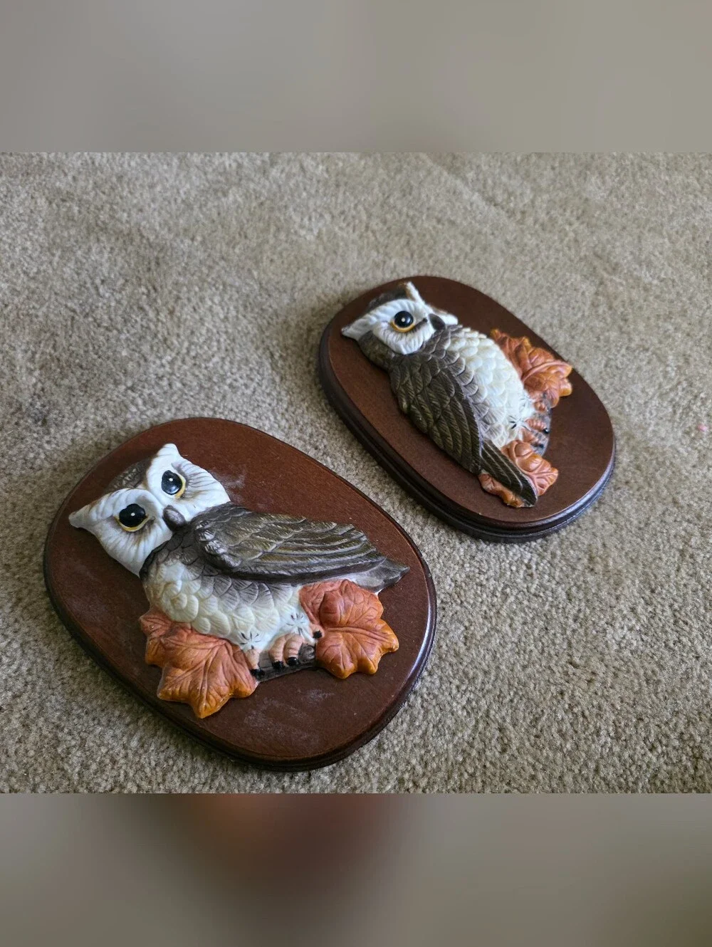 Vintage Mid-Century Modern 3D ceramic and wood owl Decor | Guc